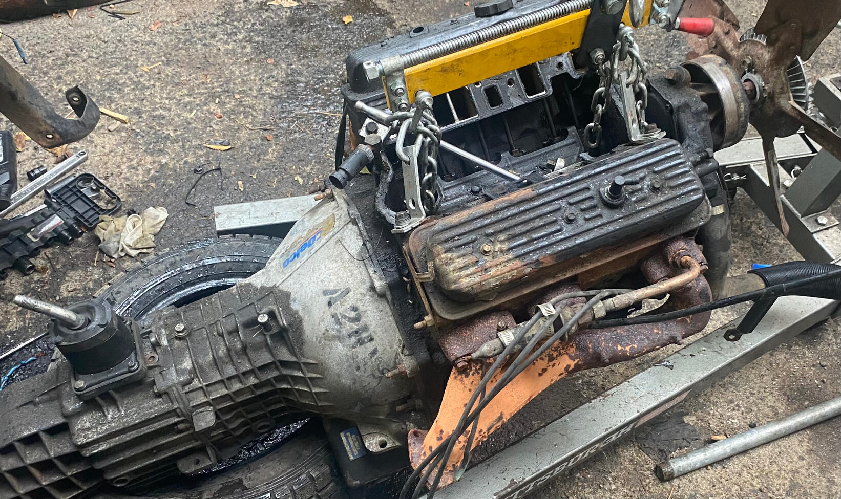 When removing an engine and transmission, sometimes it makes sense to keep them together…